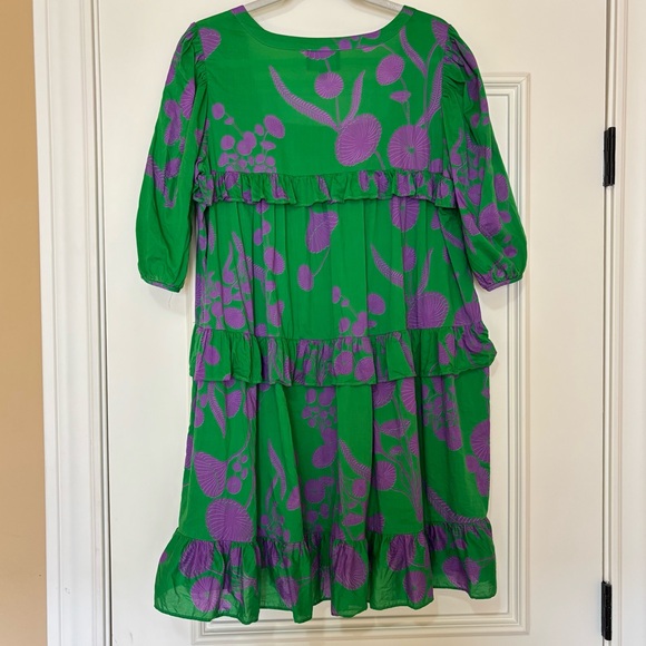 Cynthia Rowley Green and Purple Floral Mini Dress - Picture 2 of 4